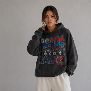 Made Worn Graphic Print Crew Neck Hoodie Unisex Mens Womens S Cotton Long Sleeve